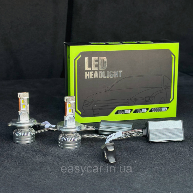 LED H4 (5500K) Світлодіодна лампа, K65 50W ближній/дальній