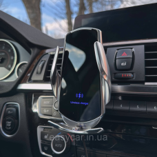 Автоматичний тримач для телефону з бездротовою зарядкою СРІБНИЙ