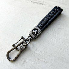 Плетений брелок для ключів авто Mitsubishi Сатин