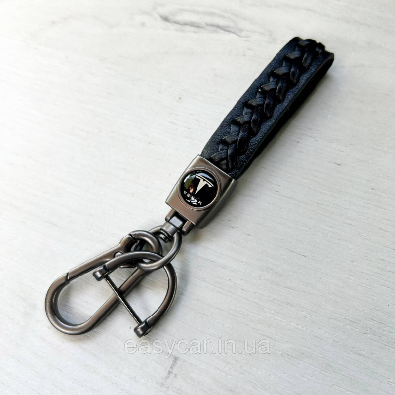 Плетений брелок для ключів авто Tesla Сатин Плетений брелок для ключів авто Tesla Сатин