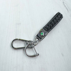 Плетений брелок для ключів авто Skoda Хром