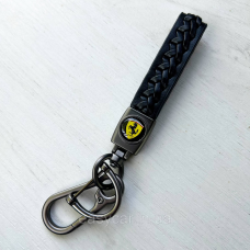 Плетений брелок для ключів авто Ferrari Сатин