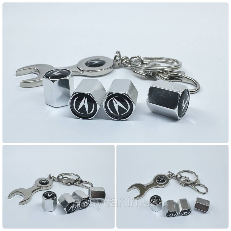 Захисні ковпачки на ніпеля Acura + ключик-брелок у подарунок! Колір хром