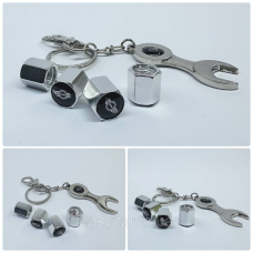 Захисні ковпачки на ніпеля Mini + ключик-брелок у подарунок! Колір хром