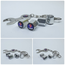 Захисні ковпачки на ніпеля SAAB + ключик-брелок у подарунок! Колір хром