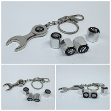 Захисні ковпачки на ніпеля Fiat + ключик-брелок у подарунок! Колір хром