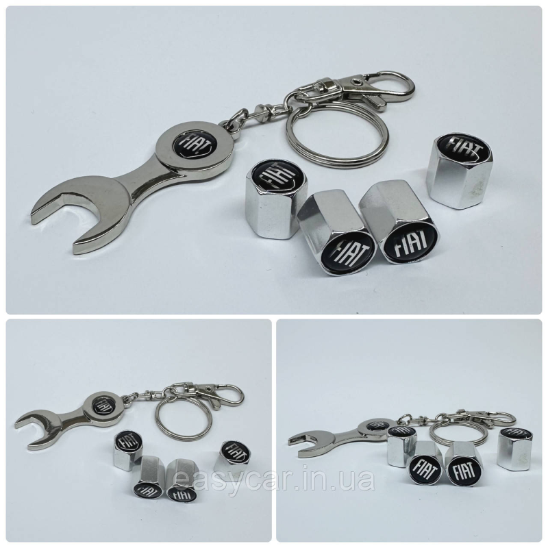 Захисні ковпачки на ніпеля Fiat + ключик-брелок у подарунок! Колір хром