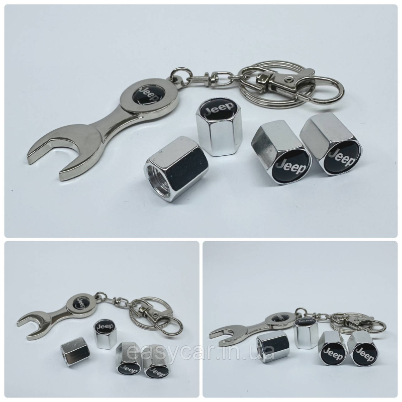 Захисні ковпачки на ніпеля Jeep + ключик-брелок у подарунок! Колір хром
