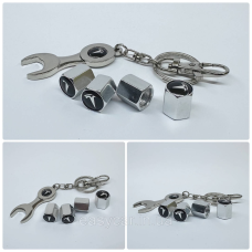 Захисні ковпачки на ніпеля Tesla + ключик-брелок у подарунок! Колір хром