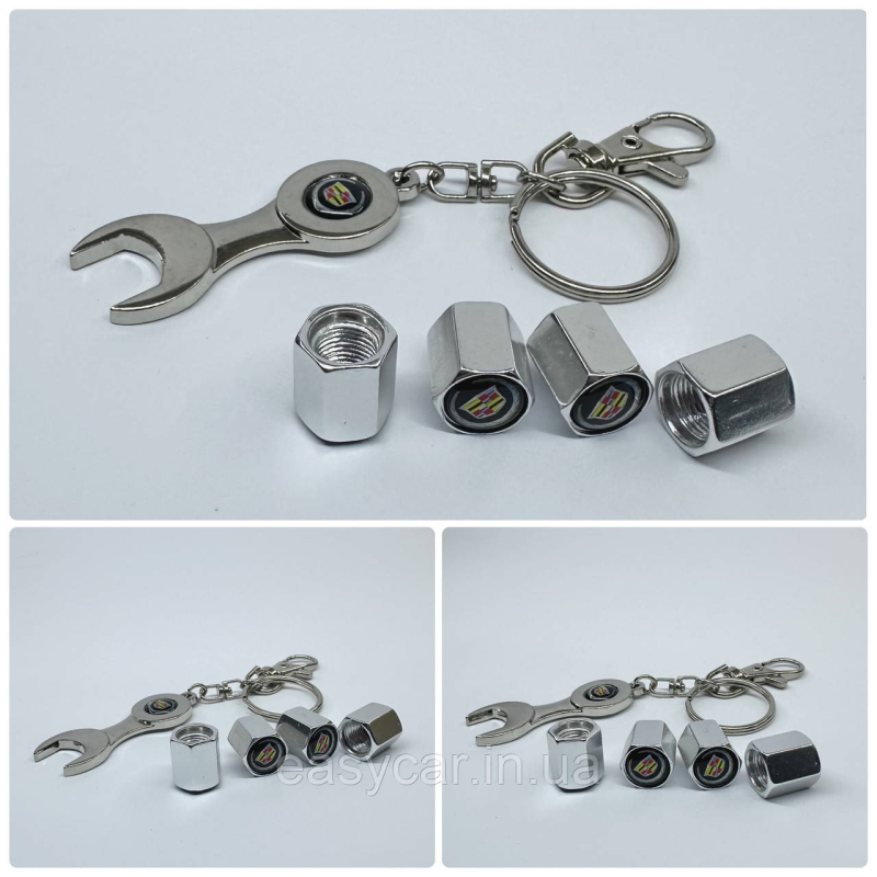 Захисні ковпачки на ніпеля Cadillac + ключик-брелок у подарунок! Колір хром