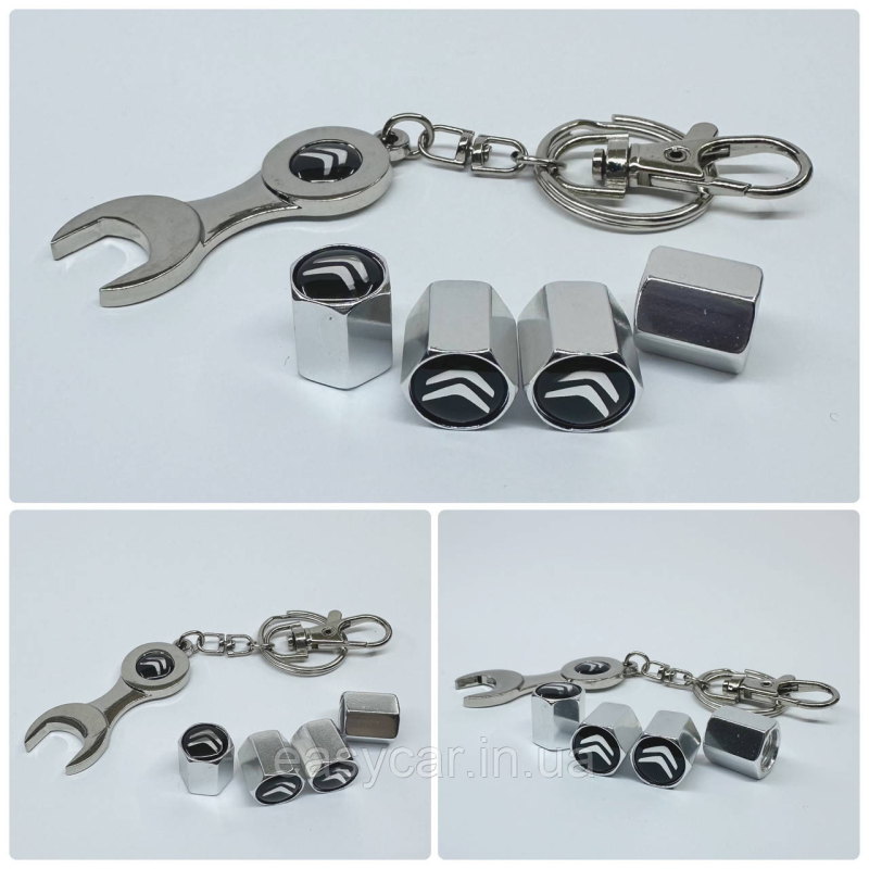 Захисні ковпачки на ніпеля Citroen + ключик-брелок у подарунок! Колір хром