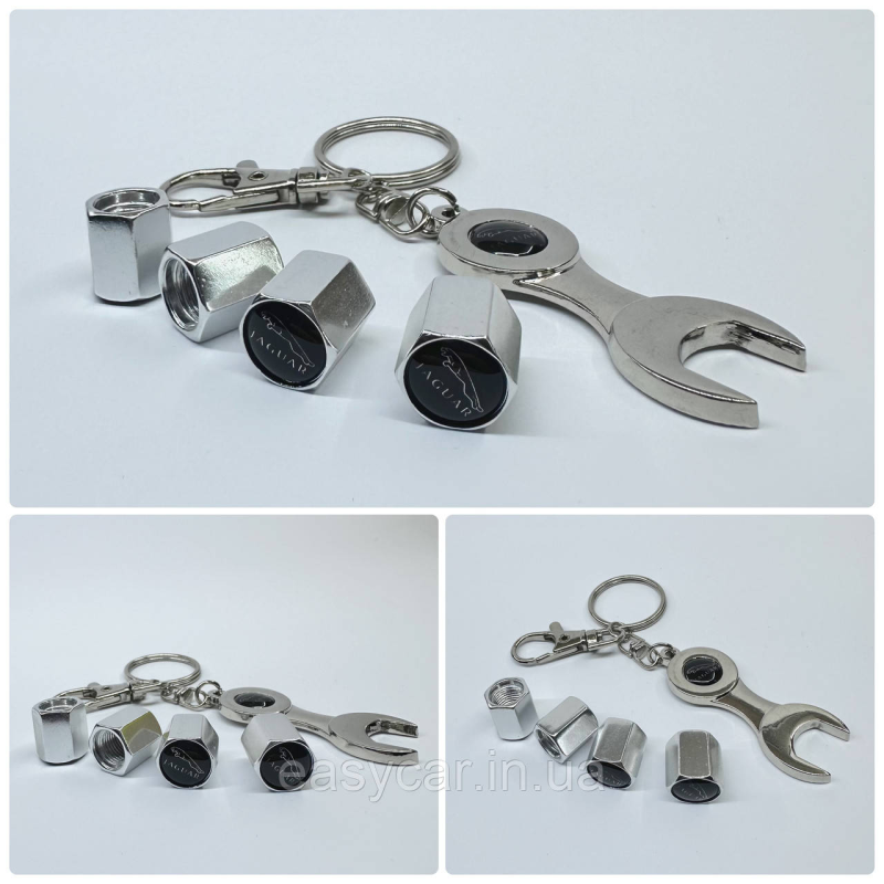 Захисні ковпачки на ніпеля Jaguar + ключик-брелок у подарунок! Колір хром