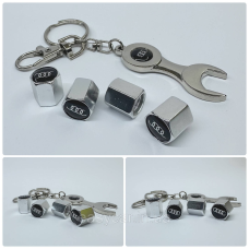 Захисні ковпачки на ніпеля Audi + ключик-брелок у подарунок! Колір хром