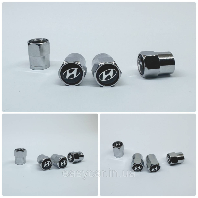 Захисні ковпачки на ніпеля Hyundai 4 шт. Хром Захисні ковпачки на ніпеля Hyundai 4 шт. Хром