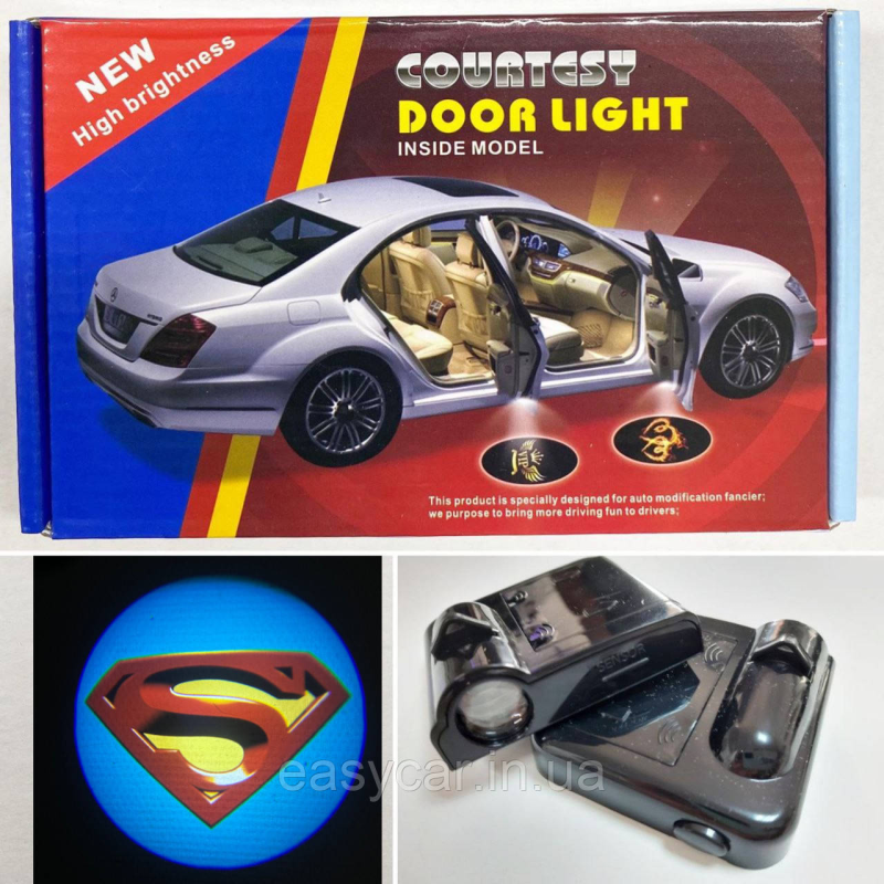 Логотип підсвітка дверей Супермен Lazer door logo light SUPERMAN Логотип підсвітка дверей Супермен Lazer door logo light SUPERMAN