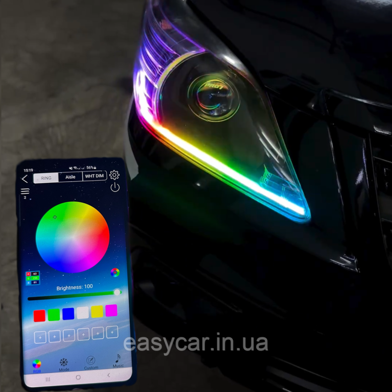 Гнучкі денні ходові вогні з бігаючим поворотом RGB 60см Гнучкі денні ходові вогні з бігаючим поворотом RGB 60см