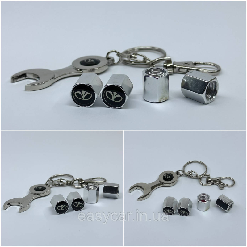 Захисні ковпачки на ніпеля Daewoo + ключик-брелок у подарунок! Колір хром