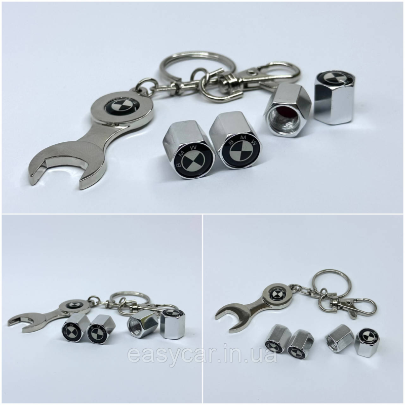 Захисні ковпачки на ніпеля BMW + ключик-брелок у подарунок! Колір хром