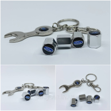 Захисні ковпачки на ніпеля Ford + ключик-брелок у подарунок! Колір хром