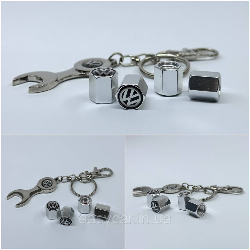 Захисні ковпачки на ніпеля Volkswagen + ключик-брелок у подарунок! Колір хром