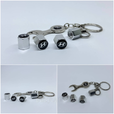 Захисні ковпачки на ніпеля Hyundai + ключик-брелок у подарунок! Колір хром