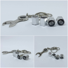 Захисні ковпачки на ніпеля Kia + ключик-брелок у подарунок! Колір хром