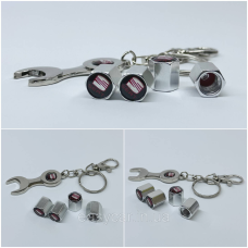 Захисні ковпачки на ніпеля Seat + ключик-брелок у подарунок! Колір хром