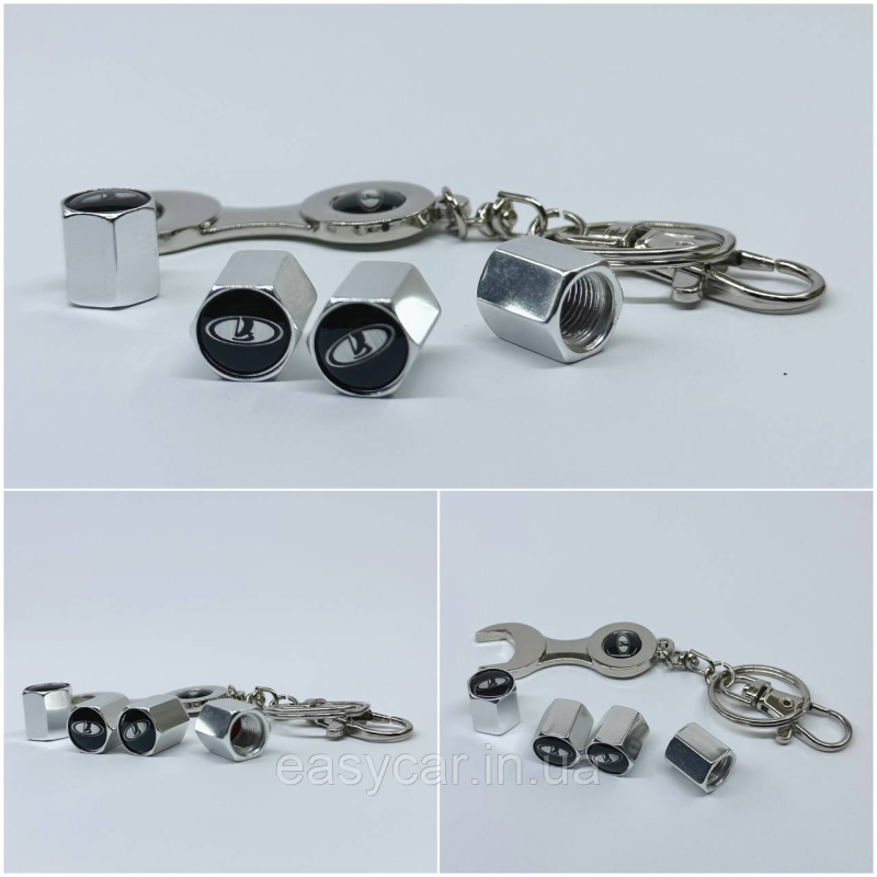 Захисні ковпачки на ніпеля Lada + ключик-брелок у подарунок! Колір хром