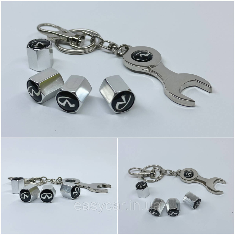 Захисні ковпачки на ніпеля Infiniti + ключик-брелок у подарунок! Колір хром