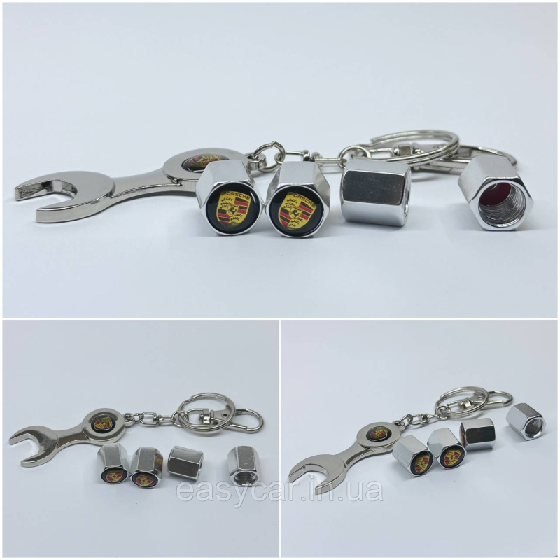 Захисні ковпачки на ніпеля Porsche + ключик-брелок у подарунок! Колір хром