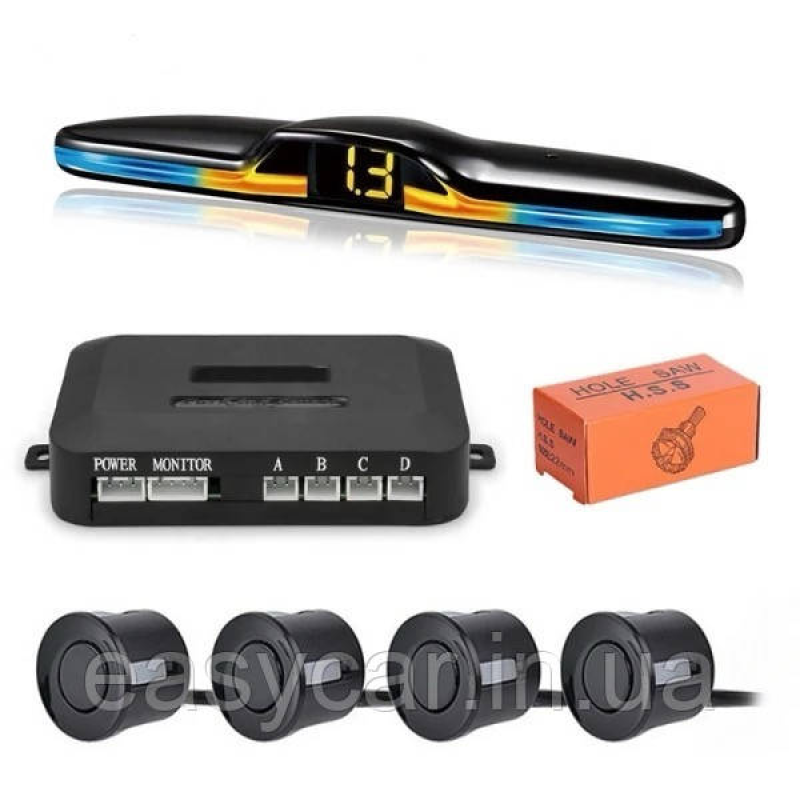 Автомобільна паркувальна система на 4 датчика Чорного кольору