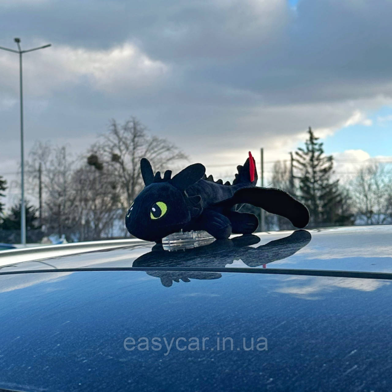 Декор для авто Дракончик Беззубик Чорний, Іграшка для авто Нічна Фурія Декор для авто Дракончик Беззубик Чорний, Іграшка для авто Нічна Фурія