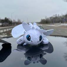 Декор для авто Дракончик Беззубик Білий, Іграшка для авто Нічна Фурія