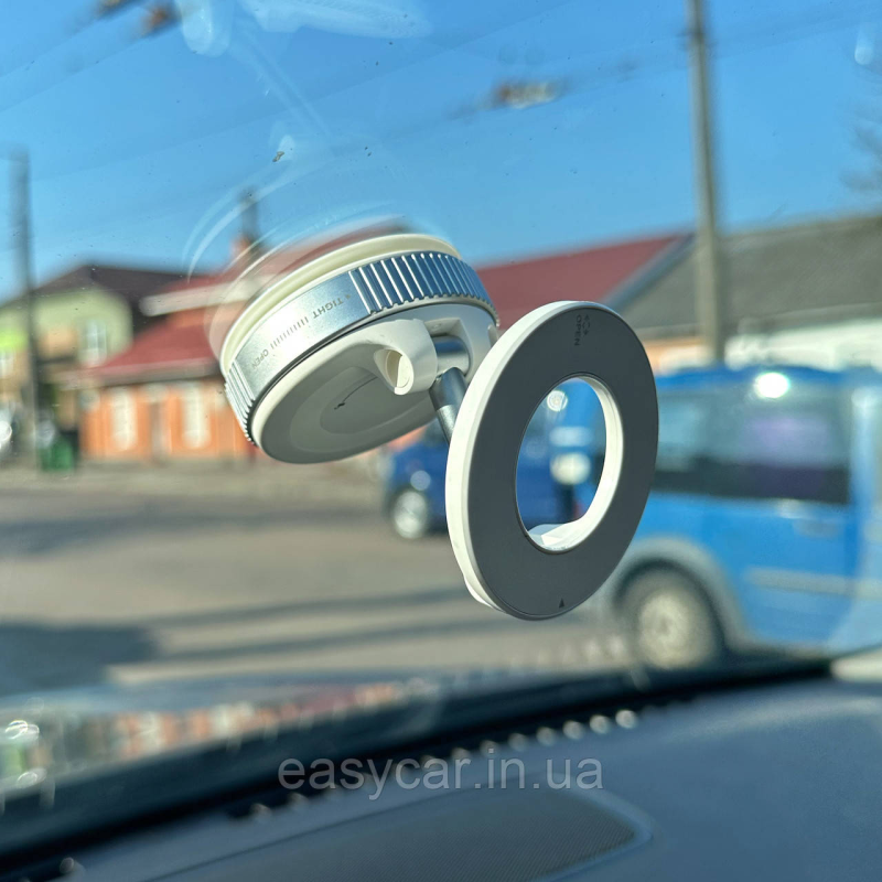 Магнітний автомобільний тримач для телефону з вакуумним кріпленням БІЛИЙ