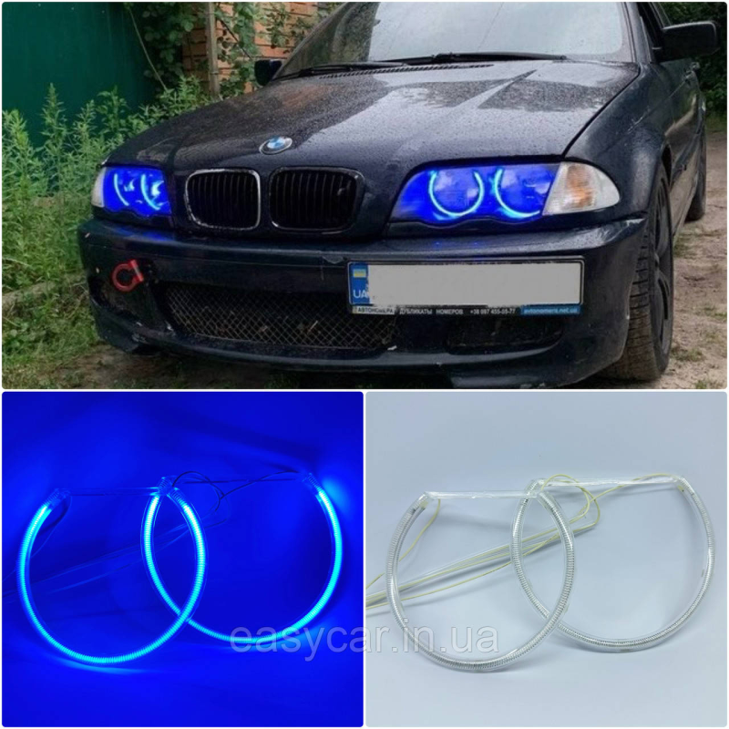 CCFL Ангельські оченята на BMW E46 без лінз Сині CCFL Ангельські оченята на BMW E46 без лінз Сині