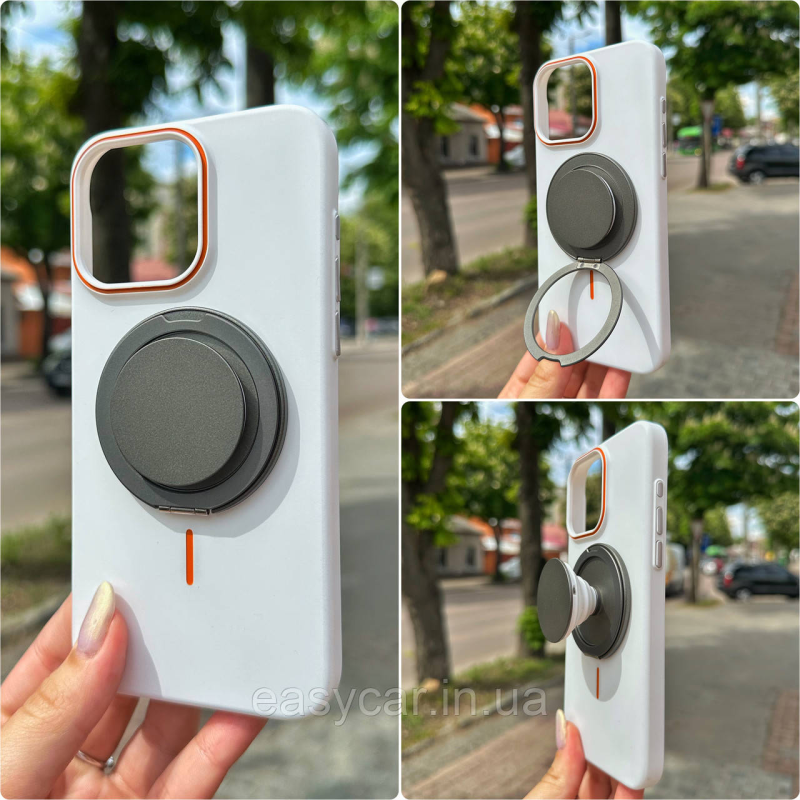 Магнітний тримач-попсокет 3в1 для телефону Графіт Магнітний тримач-попсокет 3в1 для телефону Графіт