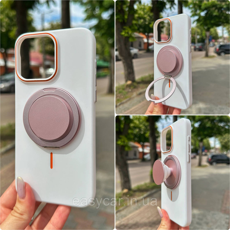 Магнітний тримач-попсокет 3в1 для телефону Рожевий Магнітний тримач-попсокет 3в1 для телефону Рожевий