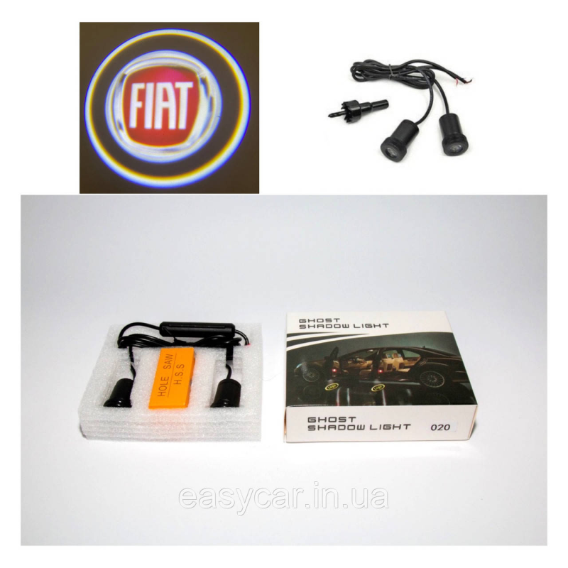 Логотип підсвітка дверей Фіат Lazer door logo light Fiat RED