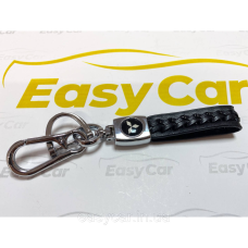 Плетений брелок для ключів авто Mitsubishi Хром