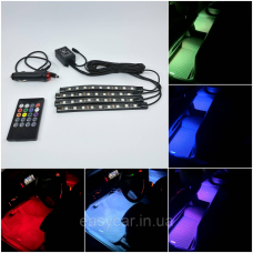 Підсвітка салону автомобіля Led RGB 4х9 (багатобарвна) + Музика