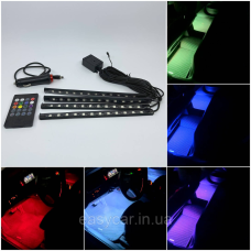 Підсвітка салону автомобіля Led RGB 4х12 (багатобарвна) + Музика