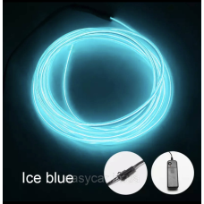 “Холодний неон“ круглий 2,2 мм товщина Ice Blue (блакитний) 3 м + інвертор від батарейок