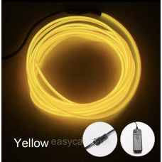 “Холодний неон“ круглий 2,2 мм товщина ЖЕЛТИЙ 3 м + інвертор від батарейок