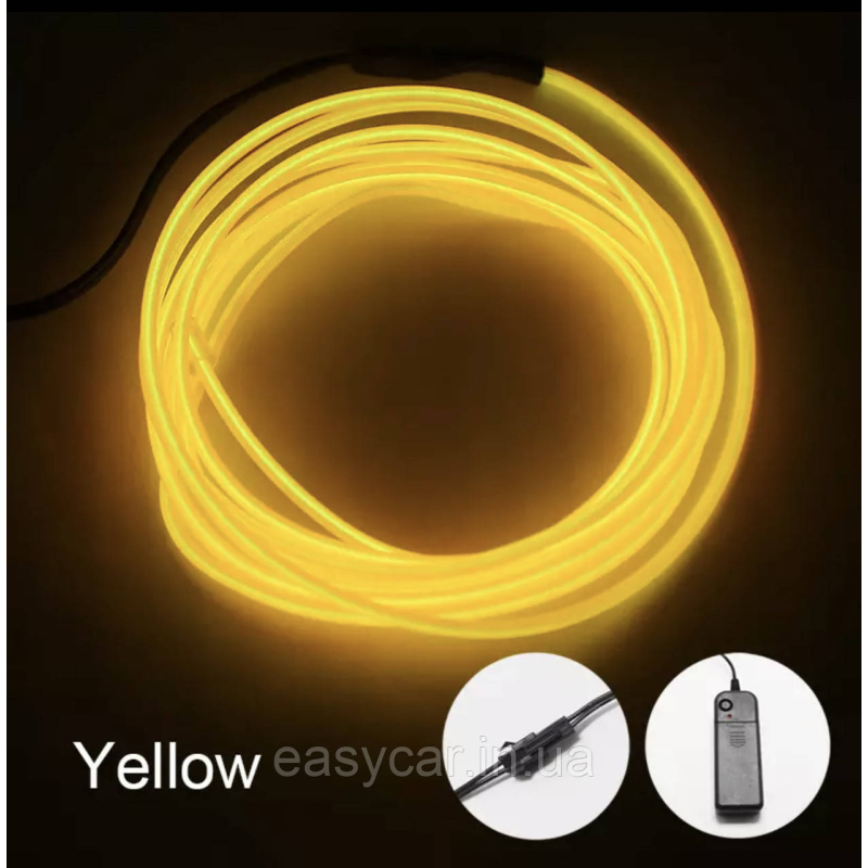“Холодний неон“ круглий 2,2 мм товщина ЖЕЛТИЙ 3 м + інвертор від батарейок “Холодний неон“ круглий 2,2 мм товщина ЖЕЛТИЙ 3 м + інвертор від батарейок