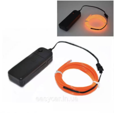 “Холодний неон“ круглий 2,2 мм товщина ОРАНЖОВИЙ 3 м + інвертор від батарейок