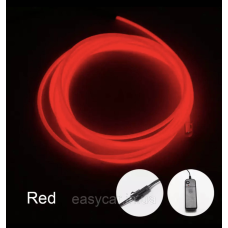 “Холодний неон“ круглий 2,2 мм товщина КРАСНИЙ 3 м + інвертор від батарейок