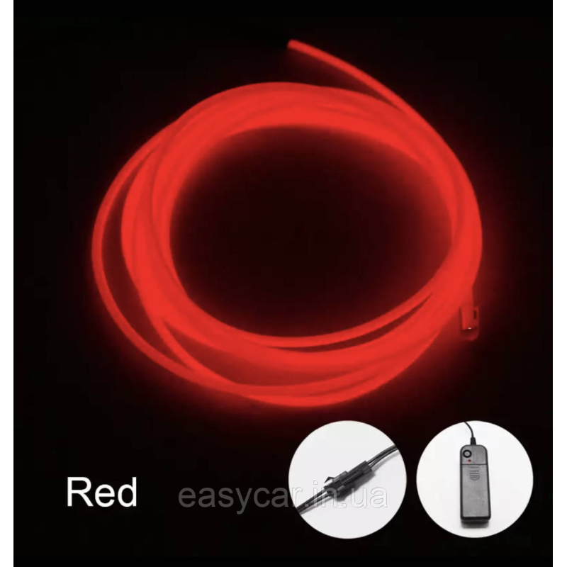 “Холодний неон“ круглий 2,2 мм товщина КРАСНИЙ 3 м + інвертор від батарейок “Холодний неон“ круглий 2,2 мм товщина КРАСНИЙ 3 м + інвертор від батарейок