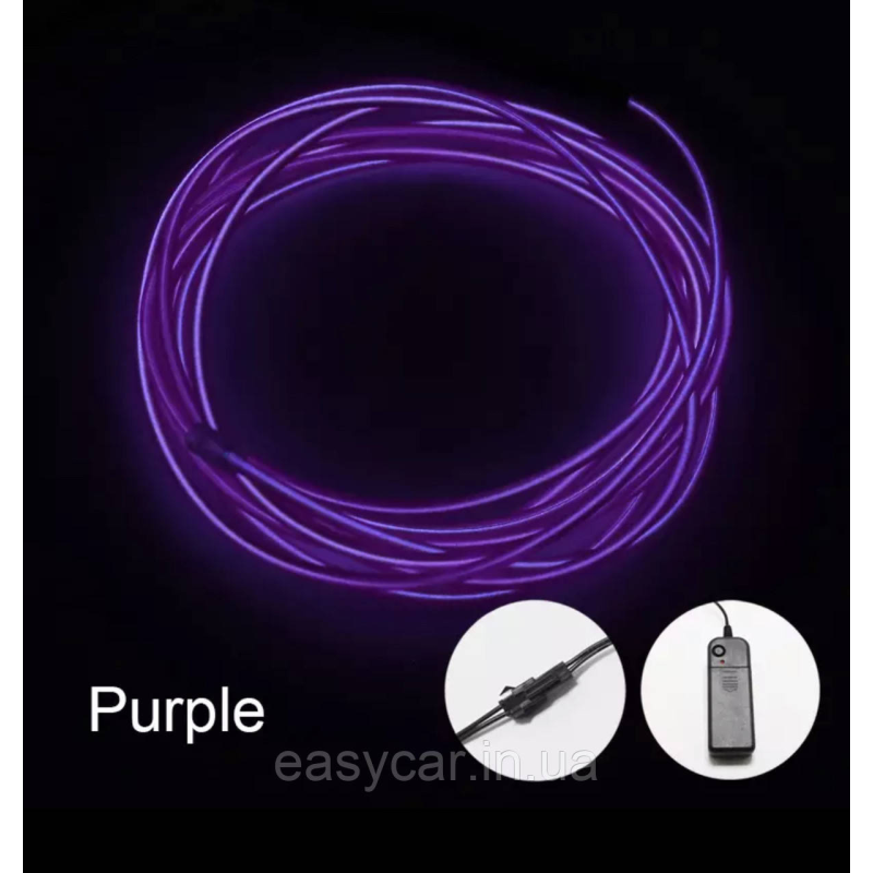 “Холодний неон“ круглий 2,2 мм товщина ФІОЛТИВИЙ 3 м + інвертор від батарейок “Холодний неон“ круглий 2,2 мм товщина ФІОЛТИВИЙ 3 м + інвертор від батарейок