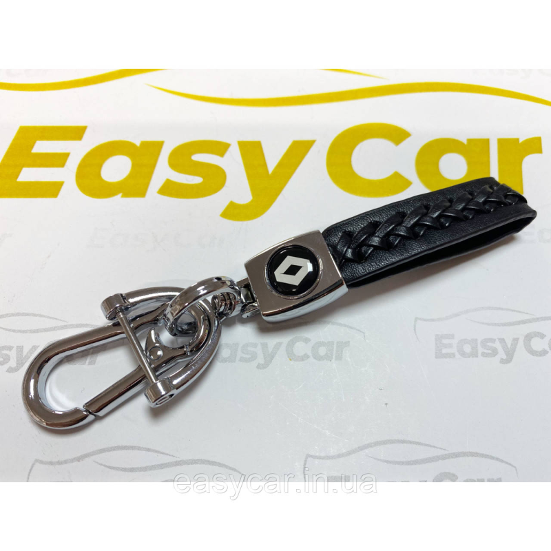 Плетений брелок для ключів авто Renault Хром