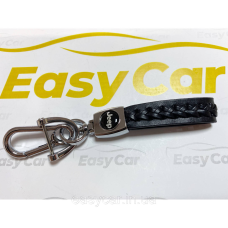 Плетений брелок для ключів авто Jeep Хром